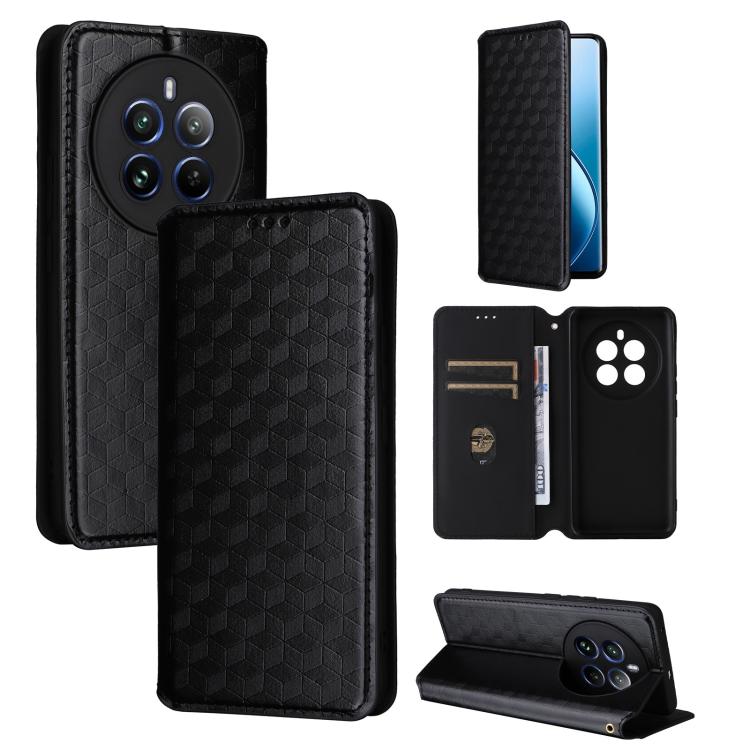 Cubic Grid Texture Flip Leather Phone Case, For Realme 12 5G / 12x 5G, For Realme Narzo 70 Pro 5G / 12+ 5G, For Realme 12 Pro 5G / 12, For Realme 12+ 5G, For Realme Note 50 4G / C5, For Realme 11 4G Global, For Realme 11 5G Global / 11X 5G             ...