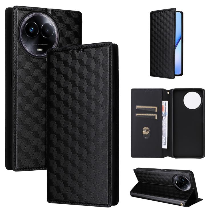 Cubic Grid Texture Flip Leather Phone Case, For Realme 12 5G / 12x 5G, For Realme Narzo 70 Pro 5G / 12+ 5G, For Realme 12 Pro 5G / 12, For Realme 12+ 5G, For Realme Note 50 4G / C5, For Realme 11 4G Global, For Realme 11 5G Global / 11X 5G             ...