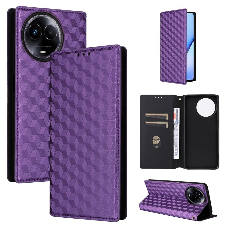Cubic Grid Texture Flip Leather Phone Case, For Realme 12 5G / 12x 5G, For Realme Narzo 70 Pro 5G / 12+ 5G, For Realme 12 Pro 5G / 12, For Realme 12+ 5G, For Realme Note 50 4G / C5, For Realme 11 4G Global, For Realme 11 5G Global / 11X 5G             ...
