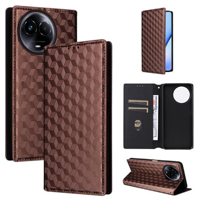 Cubic Grid Texture Flip Leather Phone Case, For Realme 12 5G / 12x 5G, For Realme Narzo 70 Pro 5G / 12+ 5G, For Realme 12 Pro 5G / 12, For Realme 12+ 5G, For Realme Note 50 4G / C5, For Realme 11 4G Global, For Realme 11 5G Global / 11X 5G             ...