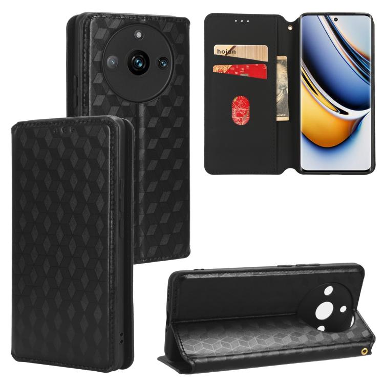 Cubic Grid Texture Flip Leather Phone Case, For Realme 12 5G / 12x 5G, For Realme Narzo 70 Pro 5G / 12+ 5G, For Realme 12 Pro 5G / 12, For Realme 12+ 5G, For Realme Note 50 4G / C5, For Realme 11 4G Global, For Realme 11 5G Global / 11X 5G             ...