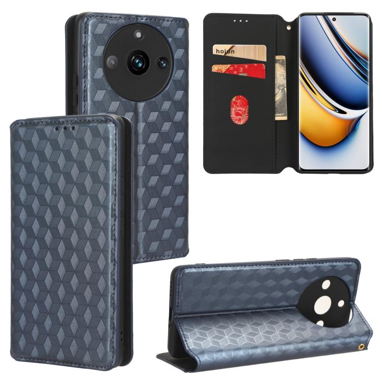 Cubic Grid Texture Flip Leather Phone Case, For Realme 12 5G / 12x 5G, For Realme Narzo 70 Pro 5G / 12+ 5G, For Realme 12 Pro 5G / 12, For Realme 12+ 5G, For Realme Note 50 4G / C5, For Realme 11 4G Global, For Realme 11 5G Global / 11X 5G             ...