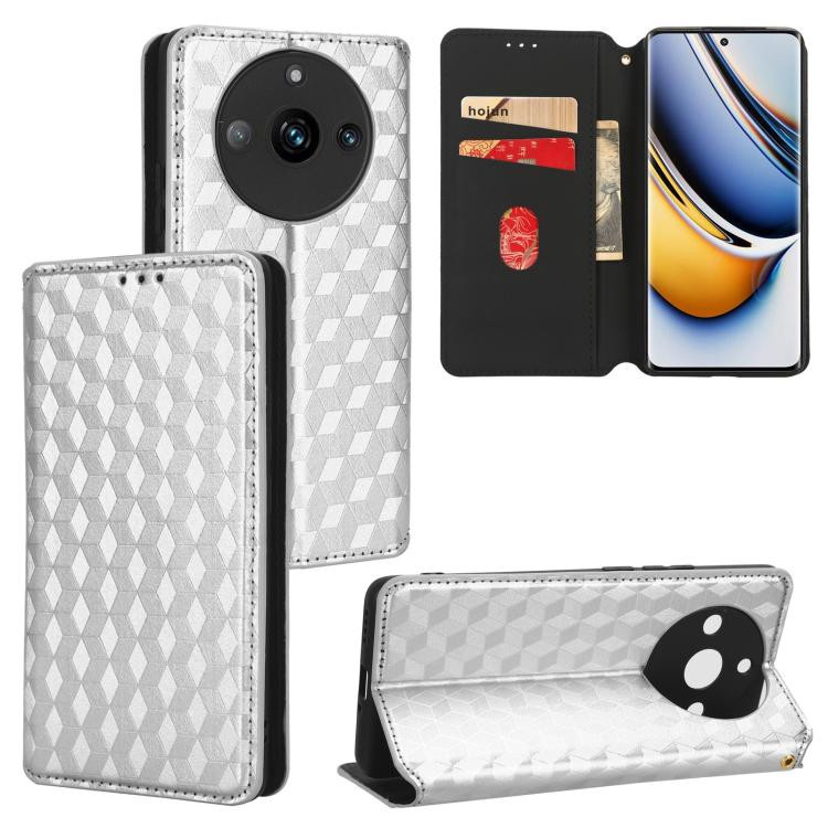 Cubic Grid Texture Flip Leather Phone Case, For Realme 12 5G / 12x 5G, For Realme Narzo 70 Pro 5G / 12+ 5G, For Realme 12 Pro 5G / 12, For Realme 12+ 5G, For Realme Note 50 4G / C5, For Realme 11 4G Global, For Realme 11 5G Global / 11X 5G             ...