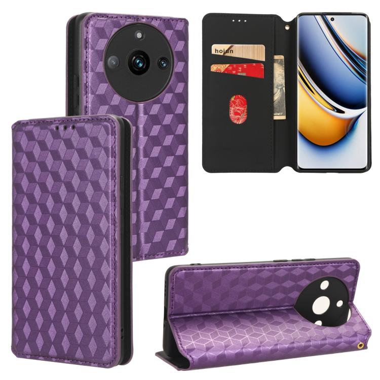 Cubic Grid Texture Flip Leather Phone Case, For Realme 12 5G / 12x 5G, For Realme Narzo 70 Pro 5G / 12+ 5G, For Realme 12 Pro 5G / 12, For Realme 12+ 5G, For Realme Note 50 4G / C5, For Realme 11 4G Global, For Realme 11 5G Global / 11X 5G             ...