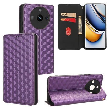 Cubic Grid Texture Flip Leather Phone Case, For Realme 12 5G / 12x 5G, For Realme Narzo 70 Pro 5G / 12+ 5G, For Realme 12 Pro 5G / 12, For Realme 12+ 5G, For Realme Note 50 4G / C5, For Realme 11 4G Global, For Realme 11 5G Global / 11X 5G             ...