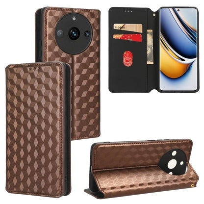 Cubic Grid Texture Flip Leather Phone Case, For Realme 12 5G / 12x 5G, For Realme Narzo 70 Pro 5G / 12+ 5G, For Realme 12 Pro 5G / 12, For Realme 12+ 5G, For Realme Note 50 4G / C5, For Realme 11 4G Global, For Realme 11 5G Global / 11X 5G             ...