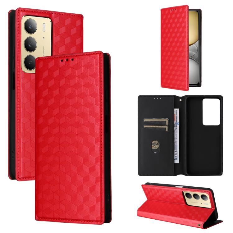 Cubic Grid Texture Flip Leather Phone Case, For Realme 14X 5G Malay / V70 / V70s, For Realme 14 5G Global, For Realme P3 Ultra 5G, For Realme 14 Pro Lite 5G, For Realme Neo7x 5G / P3 5G, For Realme P3 Pro 5G, For Realme 14 Pro+ 5G, For Realme 14 Pro 5G...