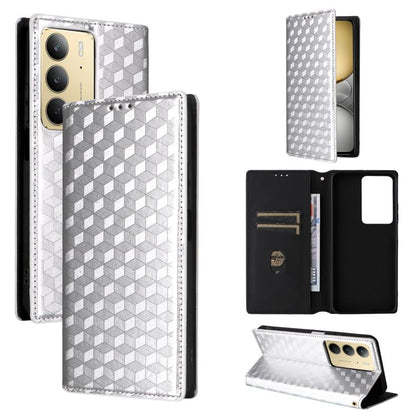 Cubic Grid Texture Flip Leather Phone Case, For Realme 14X 5G Malay / V70 / V70s, For Realme 14 5G Global, For Realme P3 Ultra 5G, For Realme 14 Pro Lite 5G, For Realme Neo7x 5G / P3 5G, For Realme P3 Pro 5G, For Realme 14 Pro+ 5G, For Realme 14 Pro 5G...