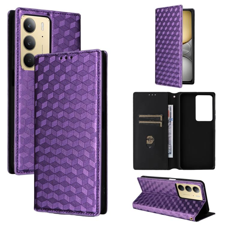 Cubic Grid Texture Flip Leather Phone Case, For Realme 14X 5G Malay / V70 / V70s, For Realme 14 5G Global, For Realme P3 Ultra 5G, For Realme 14 Pro Lite 5G, For Realme Neo7x 5G / P3 5G, For Realme P3 Pro 5G, For Realme 14 Pro+ 5G, For Realme 14 Pro 5G...
