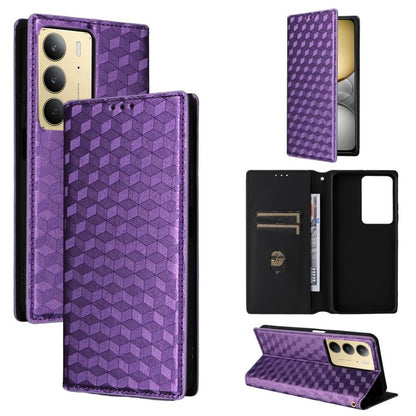 Cubic Grid Texture Flip Leather Phone Case, For Realme 14X 5G Malay / V70 / V70s, For Realme 14 5G Global, For Realme P3 Ultra 5G, For Realme 14 Pro Lite 5G, For Realme Neo7x 5G / P3 5G, For Realme P3 Pro 5G, For Realme 14 Pro+ 5G, For Realme 14 Pro 5G...