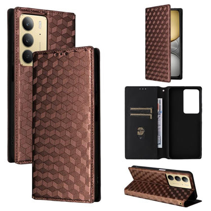 Cubic Grid Texture Flip Leather Phone Case, For Realme 14X 5G Malay / V70 / V70s, For Realme 14 5G Global, For Realme P3 Ultra 5G, For Realme 14 Pro Lite 5G, For Realme Neo7x 5G / P3 5G, For Realme P3 Pro 5G, For Realme 14 Pro+ 5G, For Realme 14 Pro 5G...