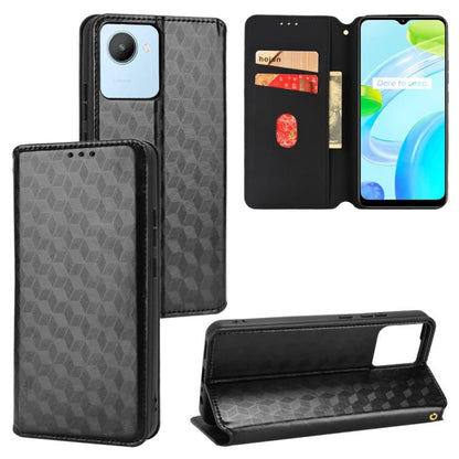 Cubic Grid Texture Flip Leather Phone Case, For Realme 12 5G / 12x 5G, For Realme Narzo 70 Pro 5G / 12+ 5G, For Realme 12 Pro 5G / 12, For Realme 12+ 5G, For Realme Note 50 4G / C5, For Realme 11 4G Global, For Realme 11 5G Global / 11X 5G             ...