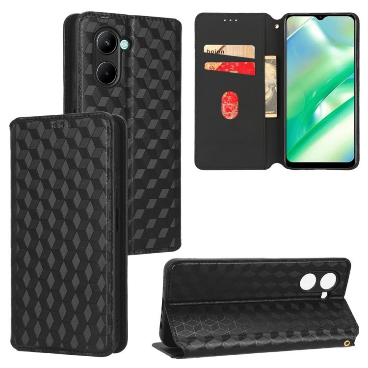 Cubic Grid Texture Flip Leather Phone Case, For Realme 12 5G / 12x 5G, For Realme Narzo 70 Pro 5G / 12+ 5G, For Realme 12 Pro 5G / 12, For Realme 12+ 5G, For Realme Note 50 4G / C5, For Realme 11 4G Global, For Realme 11 5G Global / 11X 5G             ...