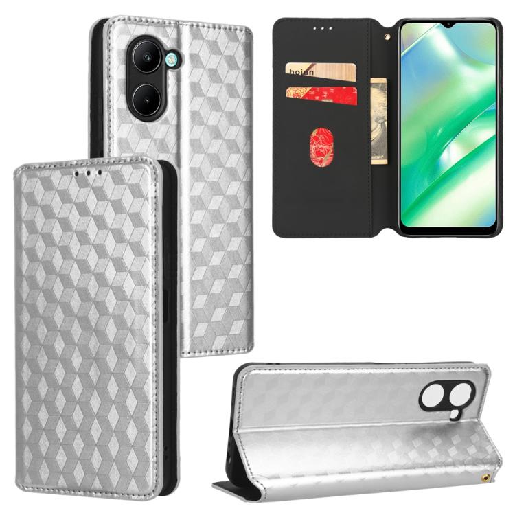 Cubic Grid Texture Flip Leather Phone Case, For Realme 12 5G / 12x 5G, For Realme Narzo 70 Pro 5G / 12+ 5G, For Realme 12 Pro 5G / 12, For Realme 12+ 5G, For Realme Note 50 4G / C5, For Realme 11 4G Global, For Realme 11 5G Global / 11X 5G             ...