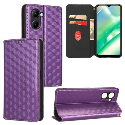 Cubic Grid Texture Flip Leather Phone Case, For Realme 12 5G / 12x 5G, For Realme Narzo 70 Pro 5G / 12+ 5G, For Realme 12 Pro 5G / 12, For Realme 12+ 5G, For Realme Note 50 4G / C5, For Realme 11 4G Global, For Realme 11 5G Global / 11X 5G             ...