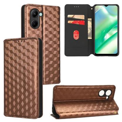 Cubic Grid Texture Flip Leather Phone Case, For Realme 12 5G / 12x 5G, For Realme Narzo 70 Pro 5G / 12+ 5G, For Realme 12 Pro 5G / 12, For Realme 12+ 5G, For Realme Note 50 4G / C5, For Realme 11 4G Global, For Realme 11 5G Global / 11X 5G             ...
