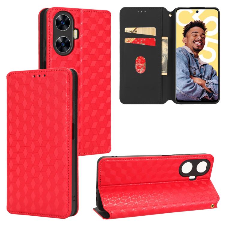 Cubic Grid Texture Flip Leather Phone Case, For Realme 12 5G / 12x 5G, For Realme Narzo 70 Pro 5G / 12+ 5G, For Realme 12 Pro 5G / 12, For Realme 12+ 5G, For Realme Note 50 4G / C5, For Realme 11 4G Global, For Realme 11 5G Global / 11X 5G             ...