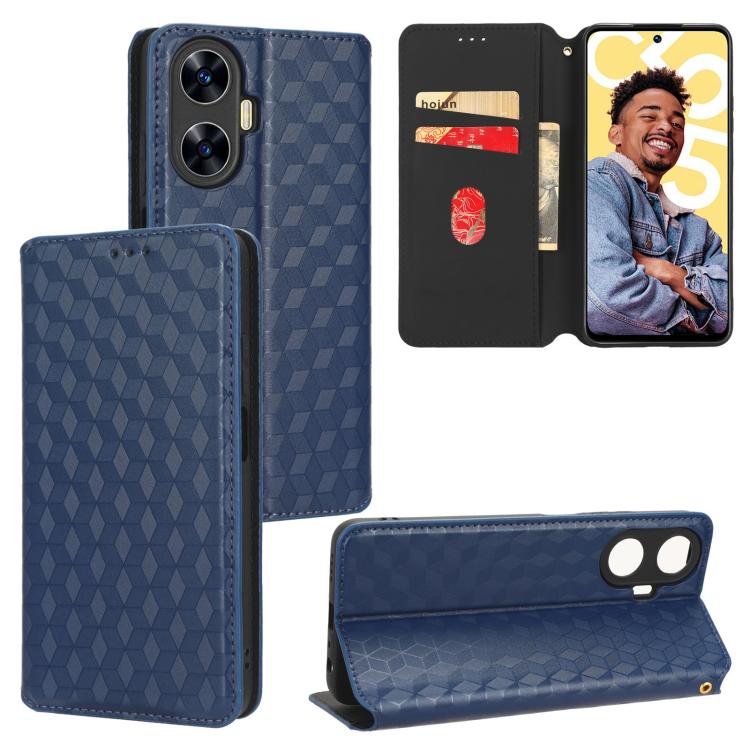Cubic Grid Texture Flip Leather Phone Case, For Realme 12 5G / 12x 5G, For Realme Narzo 70 Pro 5G / 12+ 5G, For Realme 12 Pro 5G / 12, For Realme 12+ 5G, For Realme Note 50 4G / C5, For Realme 11 4G Global, For Realme 11 5G Global / 11X 5G             ...