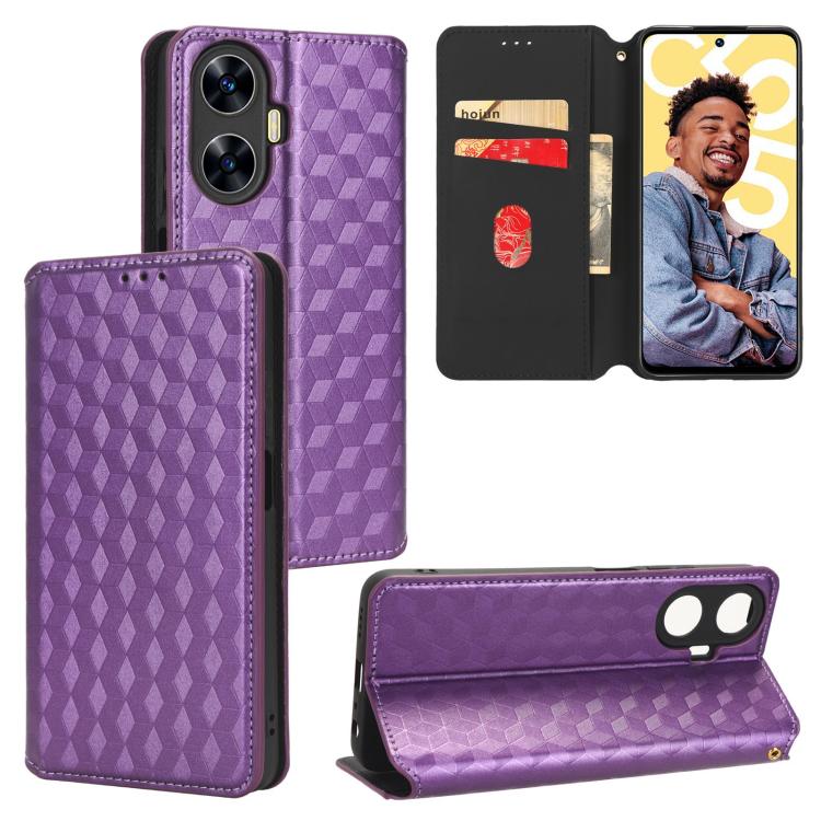 Cubic Grid Texture Flip Leather Phone Case, For Realme 12 5G / 12x 5G, For Realme Narzo 70 Pro 5G / 12+ 5G, For Realme 12 Pro 5G / 12, For Realme 12+ 5G, For Realme Note 50 4G / C5, For Realme 11 4G Global, For Realme 11 5G Global / 11X 5G             ...