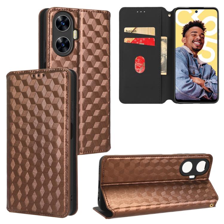 Cubic Grid Texture Flip Leather Phone Case, For Realme 12 5G / 12x 5G, For Realme Narzo 70 Pro 5G / 12+ 5G, For Realme 12 Pro 5G / 12, For Realme 12+ 5G, For Realme Note 50 4G / C5, For Realme 11 4G Global, For Realme 11 5G Global / 11X 5G             ...