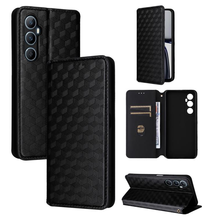 Cubic Grid Texture Flip Leather Phone Case, For Realme 12 5G / 12x 5G, For Realme Narzo 70 Pro 5G / 12+ 5G, For Realme 12 Pro 5G / 12, For Realme 12+ 5G, For Realme Note 50 4G / C5, For Realme 11 4G Global, For Realme 11 5G Global / 11X 5G             ...