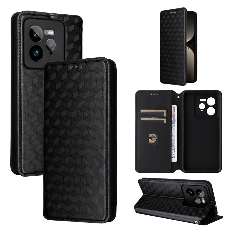 Cubic Grid Texture Flip Leather Phone Case, For Realme 14X 5G Malay / V70 / V70s, For Realme 14 5G Global, For Realme P3 Ultra 5G, For Realme 14 Pro Lite 5G, For Realme Neo7x 5G / P3 5G, For Realme P3 Pro 5G, For Realme 14 Pro+ 5G, For Realme 14 Pro 5G...