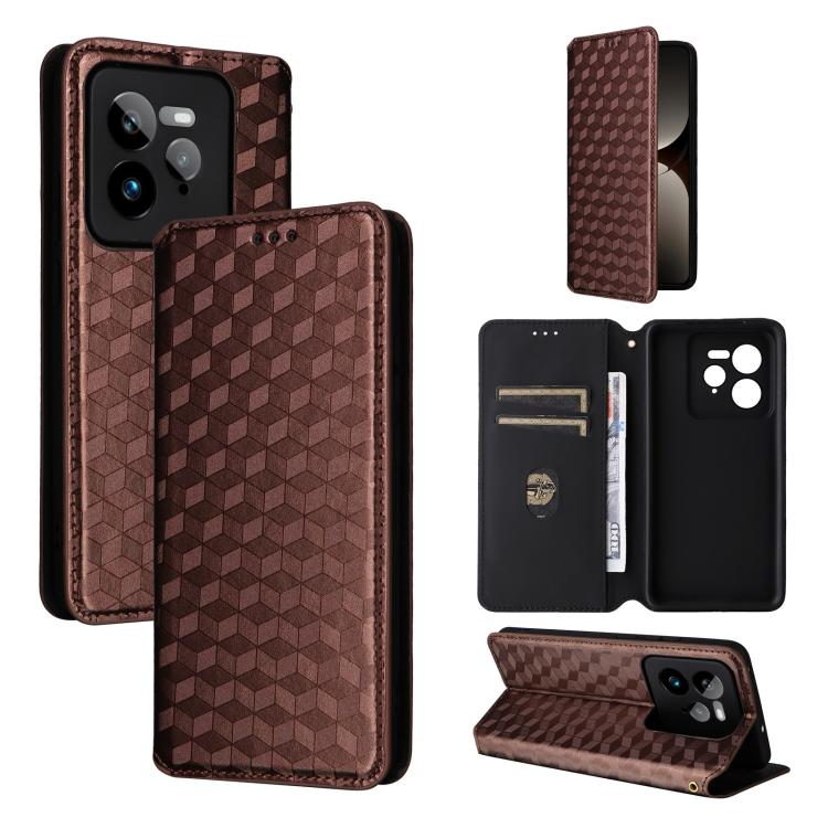 Cubic Grid Texture Flip Leather Phone Case, For Realme 14X 5G Malay / V70 / V70s, For Realme 14 5G Global, For Realme P3 Ultra 5G, For Realme 14 Pro Lite 5G, For Realme Neo7x 5G / P3 5G, For Realme P3 Pro 5G, For Realme 14 Pro+ 5G, For Realme 14 Pro 5G...