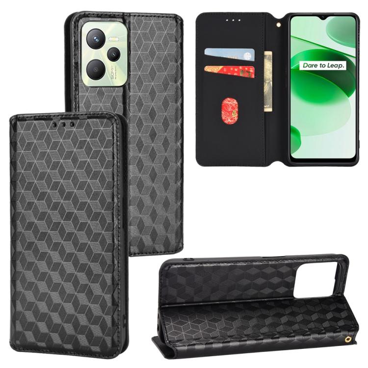 Cubic Grid Texture Flip Leather Phone Case, For Realme 12 5G / 12x 5G, For Realme Narzo 70 Pro 5G / 12+ 5G, For Realme 12 Pro 5G / 12, For Realme 12+ 5G, For Realme Note 50 4G / C5, For Realme 11 4G Global, For Realme 11 5G Global / 11X 5G             ...
