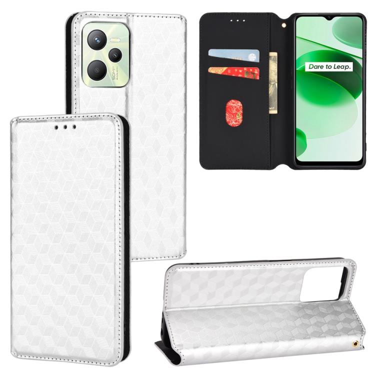 Cubic Grid Texture Flip Leather Phone Case, For Realme 12 5G / 12x 5G, For Realme Narzo 70 Pro 5G / 12+ 5G, For Realme 12 Pro 5G / 12, For Realme 12+ 5G, For Realme Note 50 4G / C5, For Realme 11 4G Global, For Realme 11 5G Global / 11X 5G             ...
