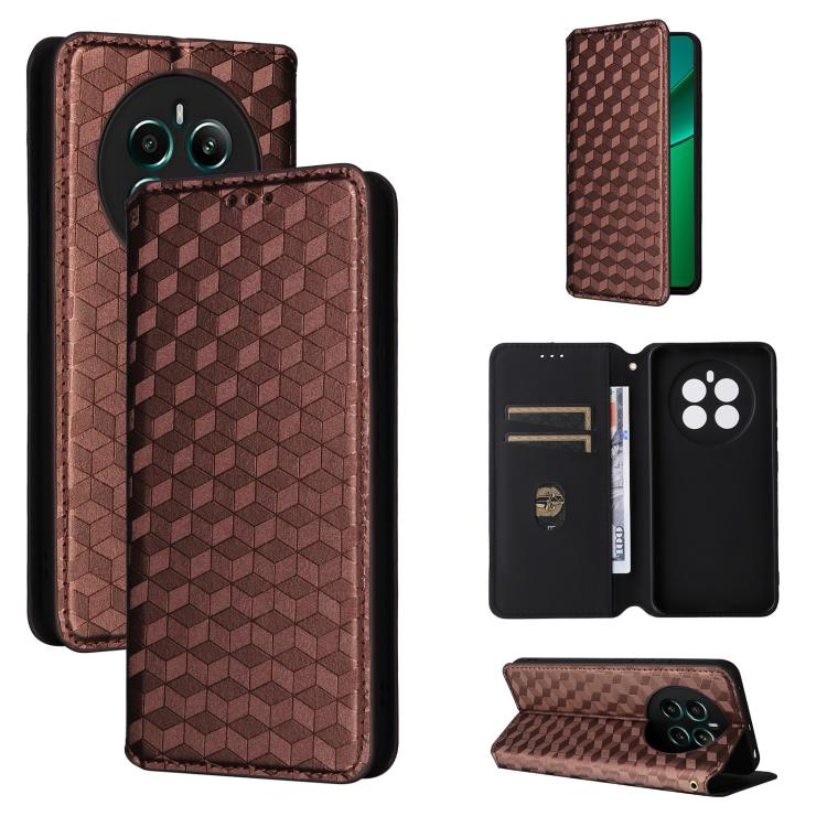 Cubic Grid Texture Flip Leather Phone Case, For Realme 12 5G / 12x 5G, For Realme Narzo 70 Pro 5G / 12+ 5G, For Realme 12 Pro 5G / 12, For Realme 12+ 5G, For Realme Note 50 4G / C5, For Realme 11 4G Global, For Realme 11 5G Global / 11X 5G             ...