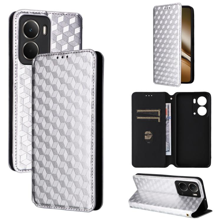 Cubic Grid Texture Flip Leather Phone Case, For Realme 14X 5G Malay / V70 / V70s, For Realme 14 5G Global, For Realme P3 Ultra 5G, For Realme 14 Pro Lite 5G, For Realme Neo7x 5G / P3 5G, For Realme P3 Pro 5G, For Realme 14 Pro+ 5G, For Realme 14 Pro 5G...