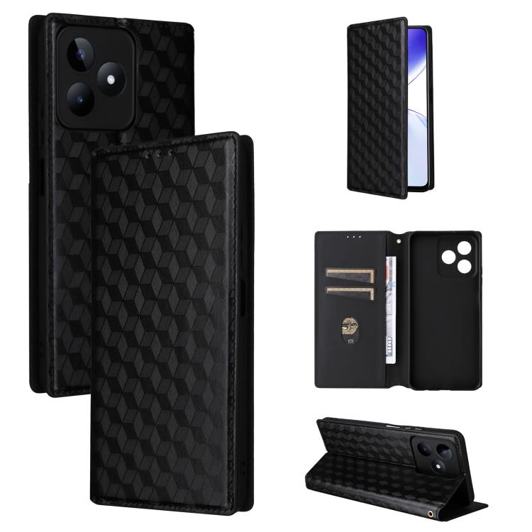 Cubic Grid Texture Flip Leather Phone Case, For Realme 12 5G / 12x 5G, For Realme Narzo 70 Pro 5G / 12+ 5G, For Realme 12 Pro 5G / 12, For Realme 12+ 5G, For Realme Note 50 4G / C5, For Realme 11 4G Global, For Realme 11 5G Global / 11X 5G             ...