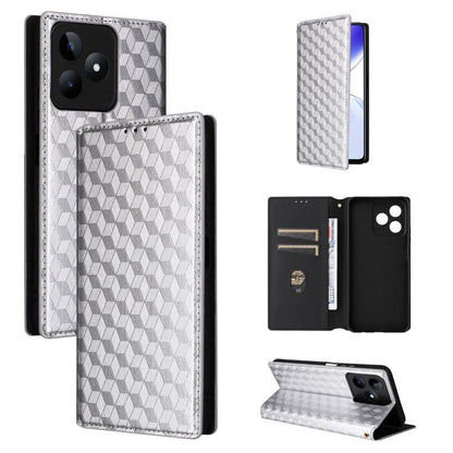 Cubic Grid Texture Flip Leather Phone Case, For Realme 12 5G / 12x 5G, For Realme Narzo 70 Pro 5G / 12+ 5G, For Realme 12 Pro 5G / 12, For Realme 12+ 5G, For Realme Note 50 4G / C5, For Realme 11 4G Global, For Realme 11 5G Global / 11X 5G             ...