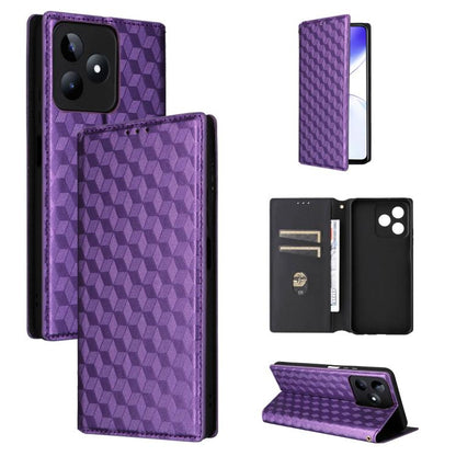Cubic Grid Texture Flip Leather Phone Case, For Realme 12 5G / 12x 5G, For Realme Narzo 70 Pro 5G / 12+ 5G, For Realme 12 Pro 5G / 12, For Realme 12+ 5G, For Realme Note 50 4G / C5, For Realme 11 4G Global, For Realme 11 5G Global / 11X 5G             ...