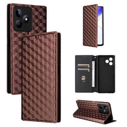 Cubic Grid Texture Flip Leather Phone Case, For Realme 12 5G / 12x 5G, For Realme Narzo 70 Pro 5G / 12+ 5G, For Realme 12 Pro 5G / 12, For Realme 12+ 5G, For Realme Note 50 4G / C5, For Realme 11 4G Global, For Realme 11 5G Global / 11X 5G             ...