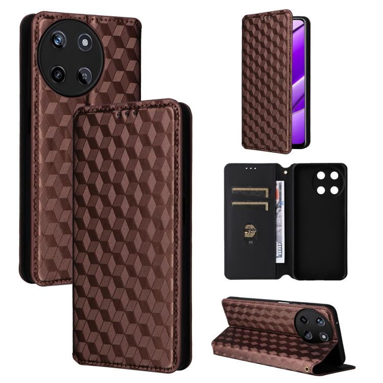 Cubic Grid Texture Flip Leather Phone Case, For Realme 12 5G / 12x 5G, For Realme Narzo 70 Pro 5G / 12+ 5G, For Realme 12 Pro 5G / 12, For Realme 12+ 5G, For Realme Note 50 4G / C5, For Realme 11 4G Global, For Realme 11 5G Global / 11X 5G             ...