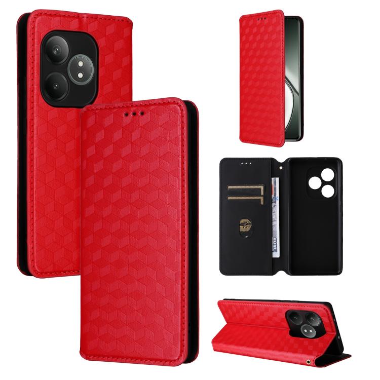 Cubic Grid Texture Flip Leather Phone Case, For Realme 14X 5G Malay / V70 / V70s, For Realme 14 5G Global, For Realme P3 Ultra 5G, For Realme 14 Pro Lite 5G, For Realme Neo7x 5G / P3 5G, For Realme P3 Pro 5G, For Realme 14 Pro+ 5G, For Realme 14 Pro 5G...
