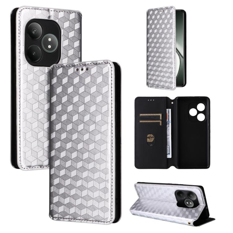 Cubic Grid Texture Flip Leather Phone Case, For Realme 14X 5G Malay / V70 / V70s, For Realme 14 5G Global, For Realme P3 Ultra 5G, For Realme 14 Pro Lite 5G, For Realme Neo7x 5G / P3 5G, For Realme P3 Pro 5G, For Realme 14 Pro+ 5G, For Realme 14 Pro 5G...