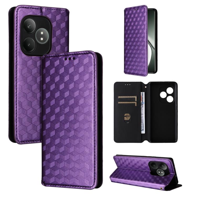 Cubic Grid Texture Flip Leather Phone Case, For Realme 14X 5G Malay / V70 / V70s, For Realme 14 5G Global, For Realme P3 Ultra 5G, For Realme 14 Pro Lite 5G, For Realme Neo7x 5G / P3 5G, For Realme P3 Pro 5G, For Realme 14 Pro+ 5G, For Realme 14 Pro 5G...
