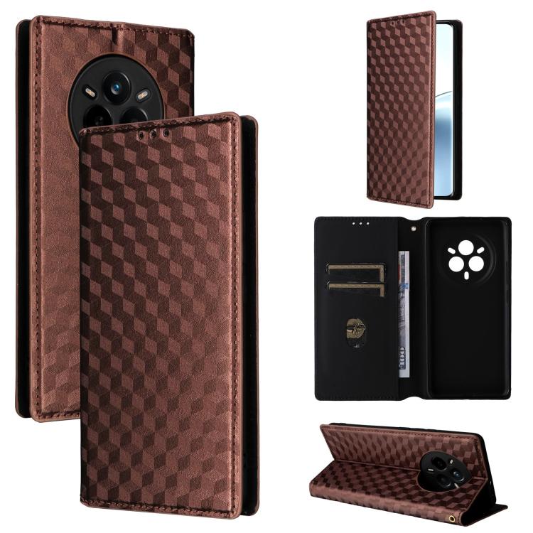Cubic Grid Texture Flip Leather Phone Case, For Realme 14X 5G Malay / V70 / V70s, For Realme 14 5G Global, For Realme P3 Ultra 5G, For Realme 14 Pro Lite 5G, For Realme Neo7x 5G / P3 5G, For Realme P3 Pro 5G, For Realme 14 Pro+ 5G, For Realme 14 Pro 5G...
