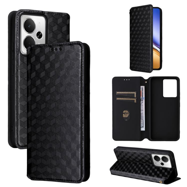 Cubic Grid Texture Flip Leather Phone Case, For Realme 14X 5G Malay / V70 / V70s, For Realme 14 5G Global, For Realme P3 Ultra 5G, For Realme 14 Pro Lite 5G, For Realme Neo7x 5G / P3 5G, For Realme P3 Pro 5G, For Realme 14 Pro+ 5G, For Realme 14 Pro 5G...
