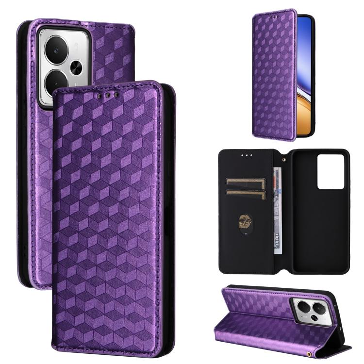 Cubic Grid Texture Flip Leather Phone Case, For Realme 14X 5G Malay / V70 / V70s, For Realme 14 5G Global, For Realme P3 Ultra 5G, For Realme 14 Pro Lite 5G, For Realme Neo7x 5G / P3 5G, For Realme P3 Pro 5G, For Realme 14 Pro+ 5G, For Realme 14 Pro 5G...