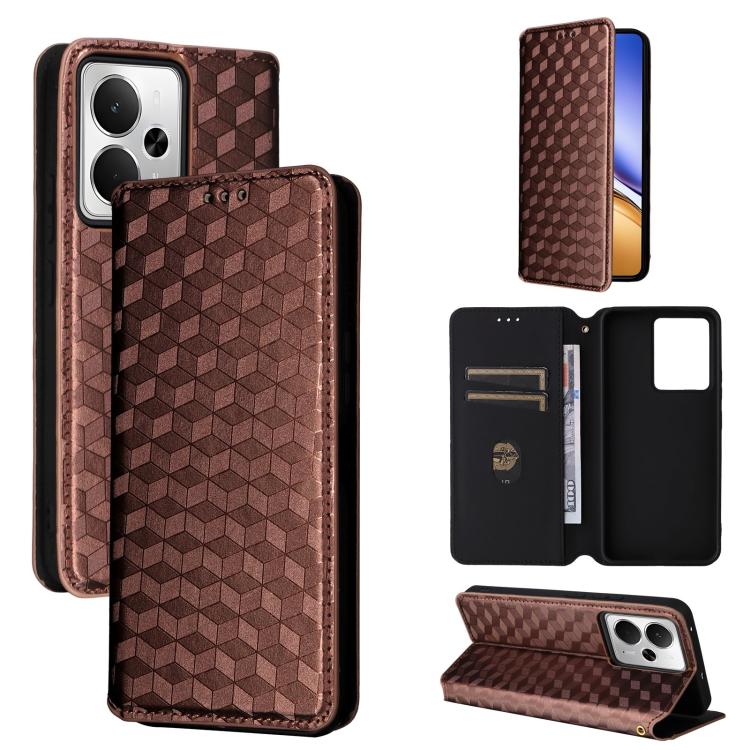 Cubic Grid Texture Flip Leather Phone Case, For Realme 14X 5G Malay / V70 / V70s, For Realme 14 5G Global, For Realme P3 Ultra 5G, For Realme 14 Pro Lite 5G, For Realme Neo7x 5G / P3 5G, For Realme P3 Pro 5G, For Realme 14 Pro+ 5G, For Realme 14 Pro 5G...