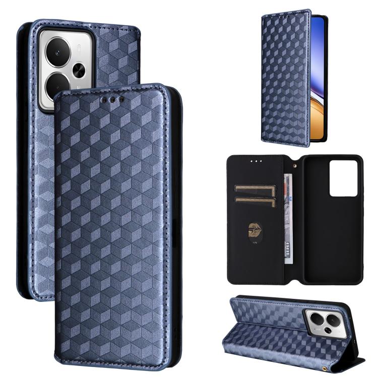 Cubic Grid Texture Flip Leather Phone Case, For Realme C100 4G / C100i 4G / C100x 4G, For Realme P4 Power 5G, For Realme Note 80 4G, For Realme 16 5G, For Realme 16 Pro+ 5G Global, For Realme 16 Pro 5G Global, For Realme C85 5G / 15X 5G                ...
