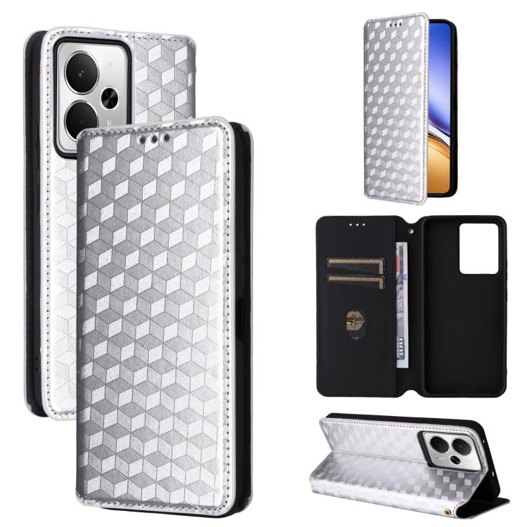 Cubic Grid Texture Flip Leather Phone Case, For Realme C100 4G / C100i 4G / C100x 4G, For Realme P4 Power 5G, For Realme Note 80 4G, For Realme 16 5G, For Realme 16 Pro+ 5G Global, For Realme 16 Pro 5G Global, For Realme C85 5G / 15X 5G                ...