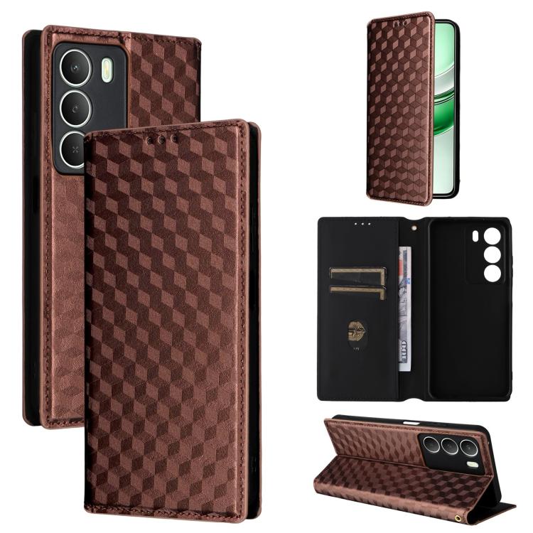 Cubic Grid Texture Flip Leather Phone Case, For Realme 14X 5G Malay / V70 / V70s, For Realme 14 5G Global, For Realme P3 Ultra 5G, For Realme 14 Pro Lite 5G, For Realme Neo7x 5G / P3 5G, For Realme P3 Pro 5G, For Realme 14 Pro+ 5G, For Realme 14 Pro 5G...