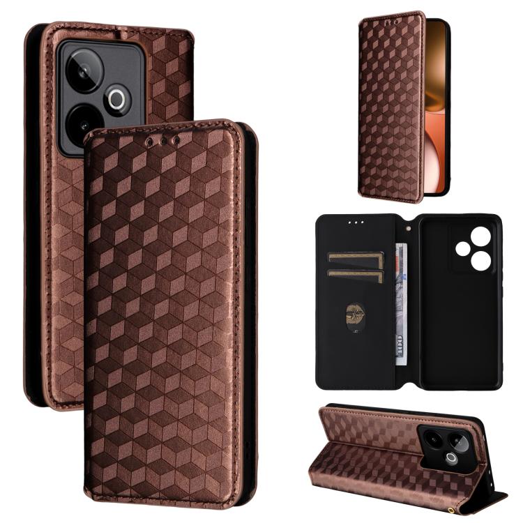 Cubic Grid Texture Flip Leather Phone Case, For Realme C100 4G / C100i 4G / C100x 4G, For Realme P4 Power 5G, For Realme Note 80 4G, For Realme 16 5G, For Realme 16 Pro+ 5G Global, For Realme 16 Pro 5G Global, For Realme C85 5G / 15X 5G                ...