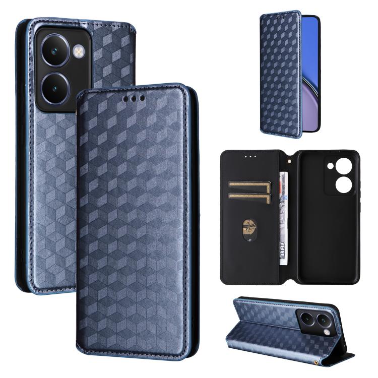 Cubic Grid Texture Flip Leather Phone Case, For Realme 14X 5G Malay / V70 / V70s, For Realme 14 5G Global, For Realme P3 Ultra 5G, For Realme 14 Pro Lite 5G, For Realme Neo7x 5G / P3 5G, For Realme P3 Pro 5G, For Realme 14 Pro+ 5G, For Realme 14 Pro 5G...