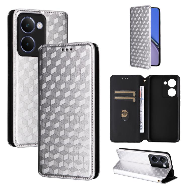 Cubic Grid Texture Flip Leather Phone Case, For Realme 14X 5G Malay / V70 / V70s, For Realme 14 5G Global, For Realme P3 Ultra 5G, For Realme 14 Pro Lite 5G, For Realme Neo7x 5G / P3 5G, For Realme P3 Pro 5G, For Realme 14 Pro+ 5G, For Realme 14 Pro 5G...