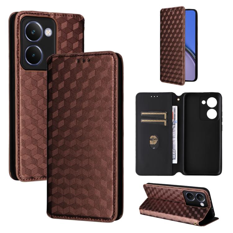 Cubic Grid Texture Flip Leather Phone Case, For Realme 14X 5G Malay / V70 / V70s, For Realme 14 5G Global, For Realme P3 Ultra 5G, For Realme 14 Pro Lite 5G, For Realme Neo7x 5G / P3 5G, For Realme P3 Pro 5G, For Realme 14 Pro+ 5G, For Realme 14 Pro 5G...